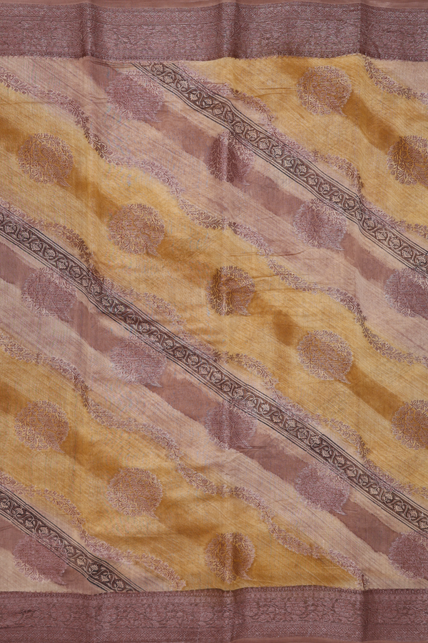 Chanderi Silk Cotton Saree Shades Of Brown With Diagonal Design