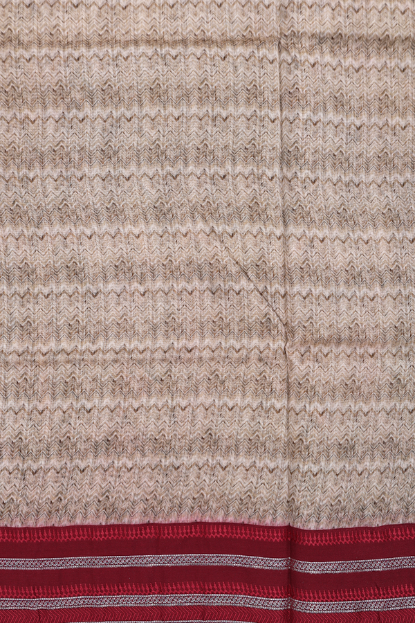 Chanderi Silk Cotton Saree Shades Of Brown With Chevron Design