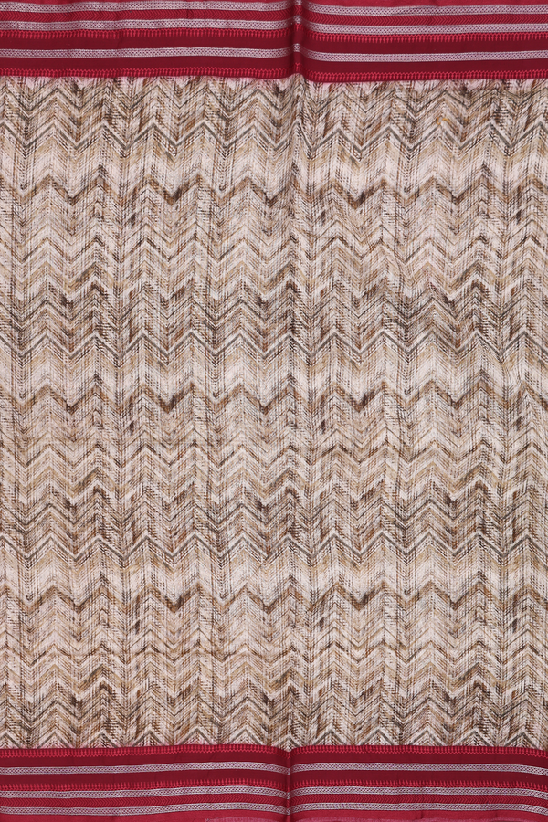 Chanderi Silk Cotton Saree Shades Of Brown With Chevron Design
