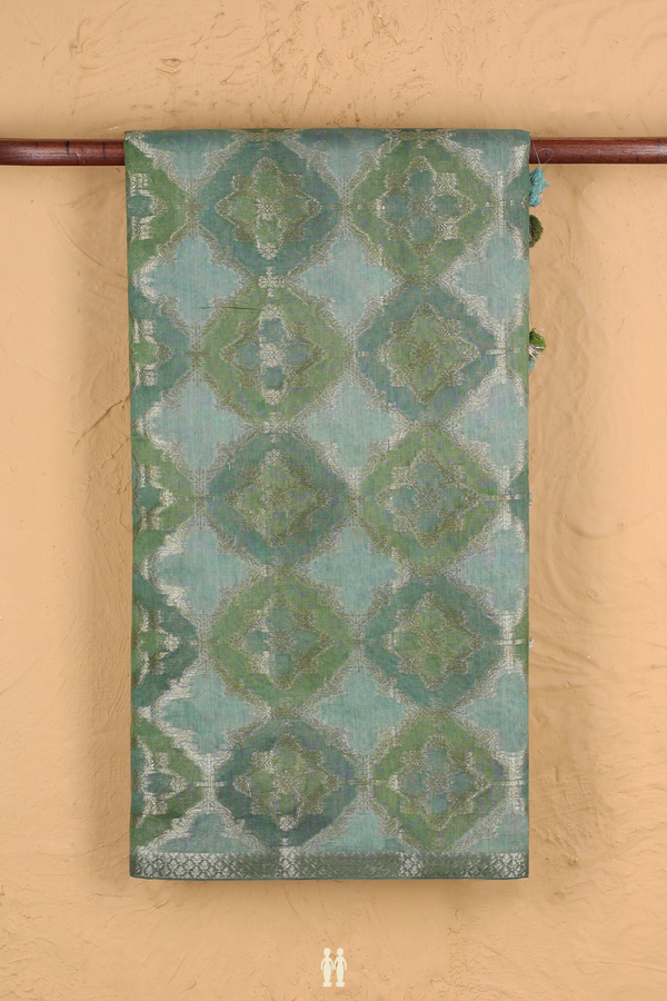 Chanderi Silk Cotton Saree Shades Of Green With Allover Design