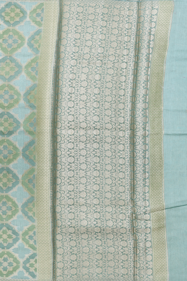 Chanderi Silk Cotton Saree Shades Of Green With Allover Design