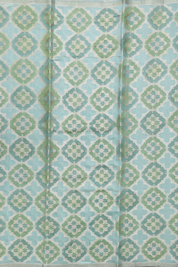 Chanderi Silk Cotton Saree Shades Of Green With Allover Design