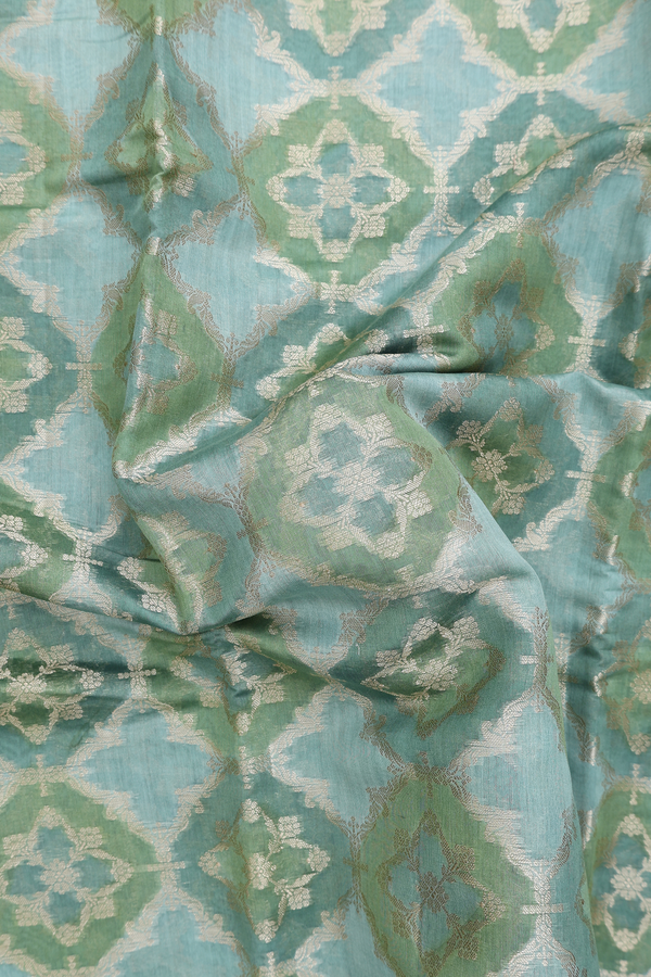 Chanderi Silk Cotton Saree Shades Of Green With Allover Design