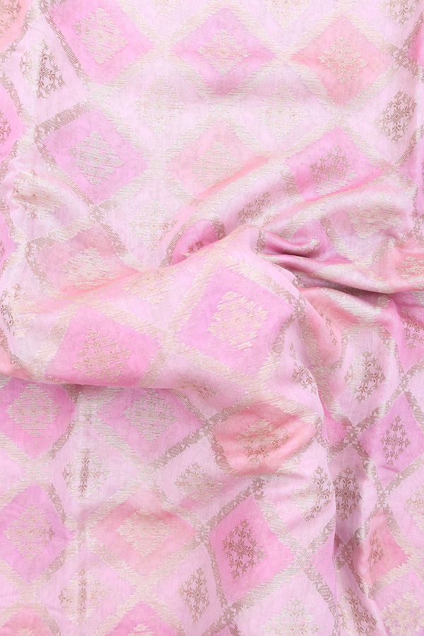Chanderi Silk Cotton Saree Shades Of Pink With Allover Design