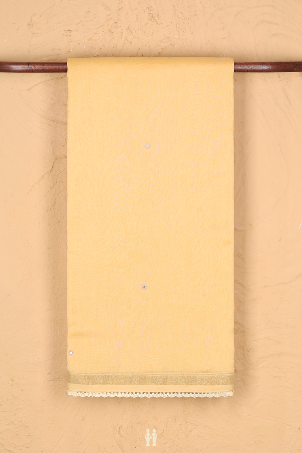 Chanderi Silk Cotton Saree Yellow With Threadwork Buttas