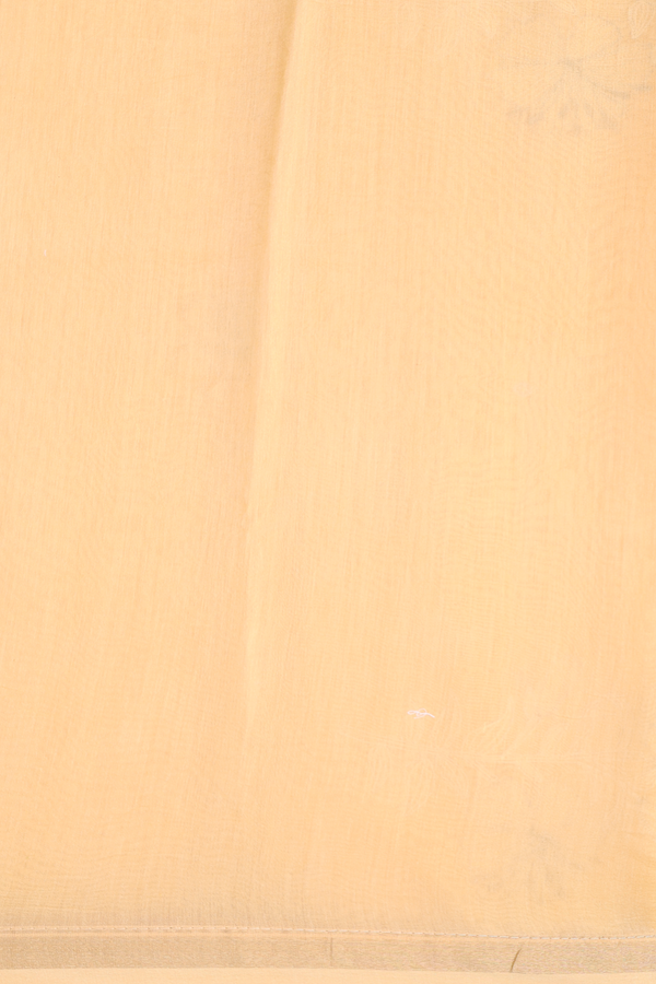 Chanderi Silk Cotton Saree Yellow With Threadwork Buttas