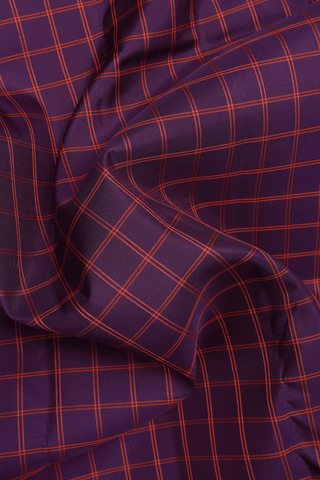 Checks Design Deep Purple Kanchipuram Silk Saree