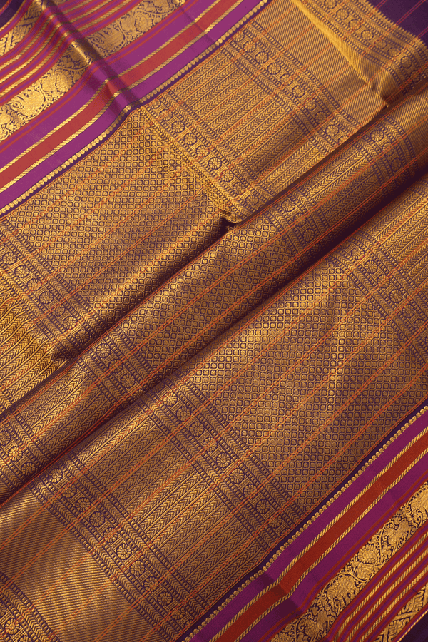 Checks Design Deep Purple Kanchipuram Silk Saree