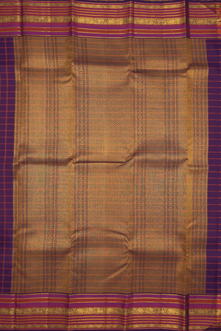 Checks Design Deep Purple Kanchipuram Silk Saree