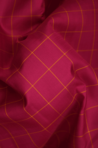 Checked Design Blush Red Kanchipuram Silk Saree