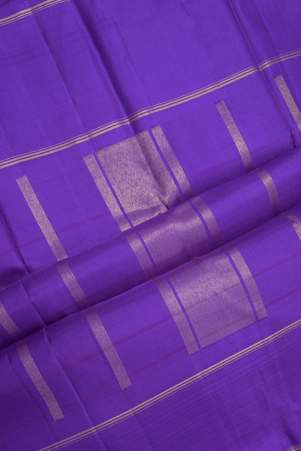 Checked Design Bright Orange Kanchipuram Silk Saree