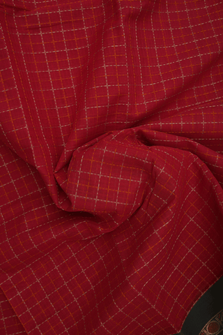 Checked Design Chilli Red Coimbatore Cotton Saree