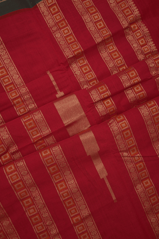 Checked Design Chilli Red Coimbatore Cotton Saree