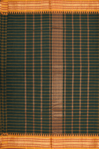 Checked Design Dark Green Coimbatore Cotton Saree