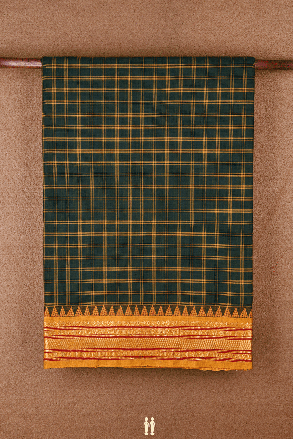 Checked Design Dark Green Coimbatore Cotton Saree