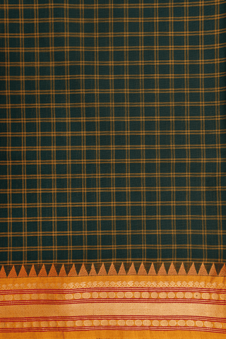 Checked Design Dark Green Coimbatore Cotton Saree