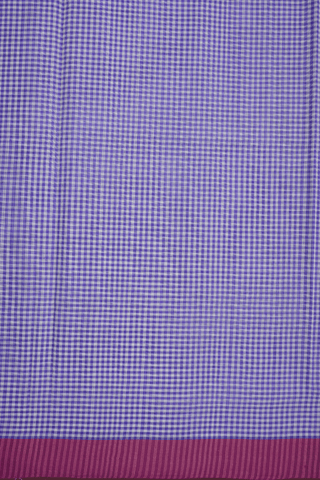Checked Design Purple And White Coimbatore Cotton Saree
