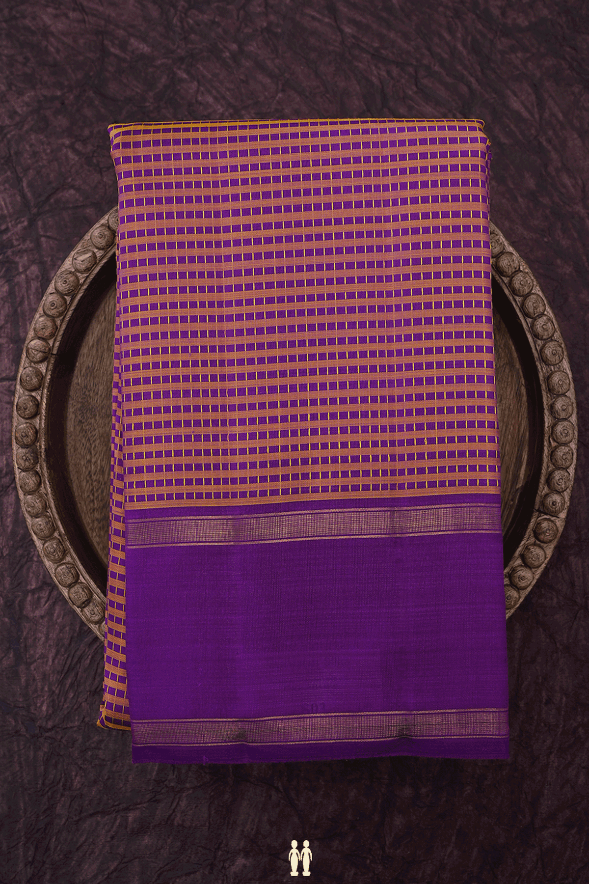 Checked Design Purple Kanchipuram Silk Saree