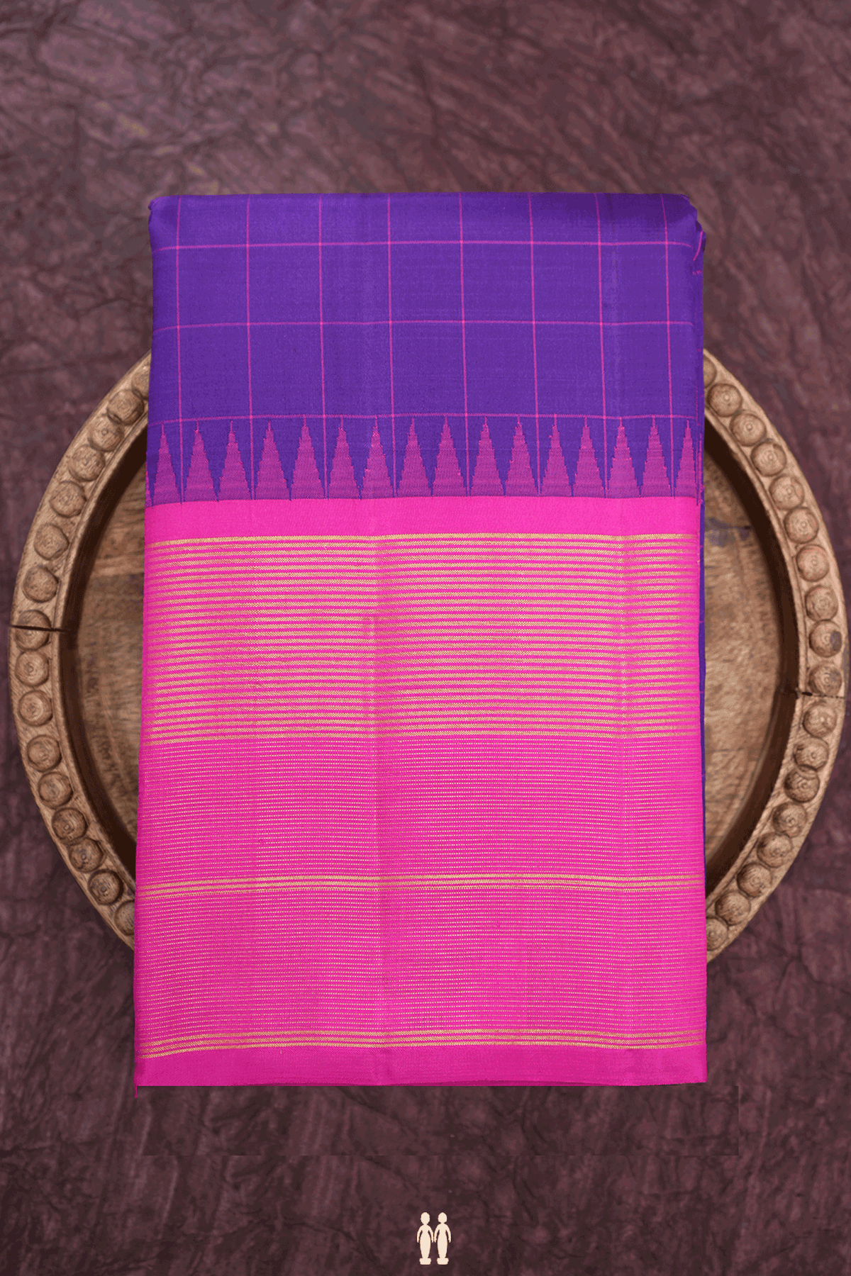 Checked Design Royal Purple Kanchipuram Silk Saree