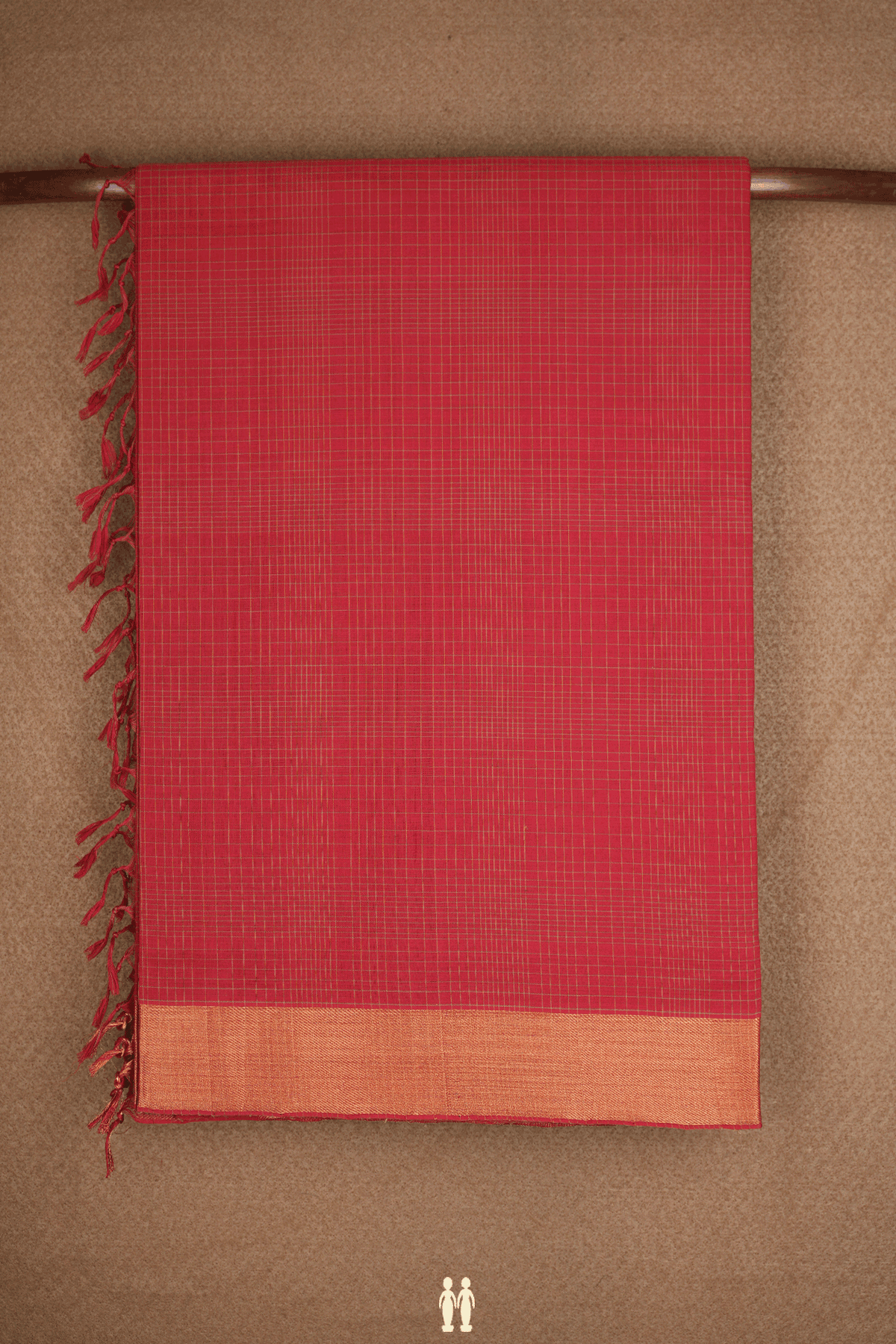 Checked Design Rust Red Mangalagiri Cotton Saree