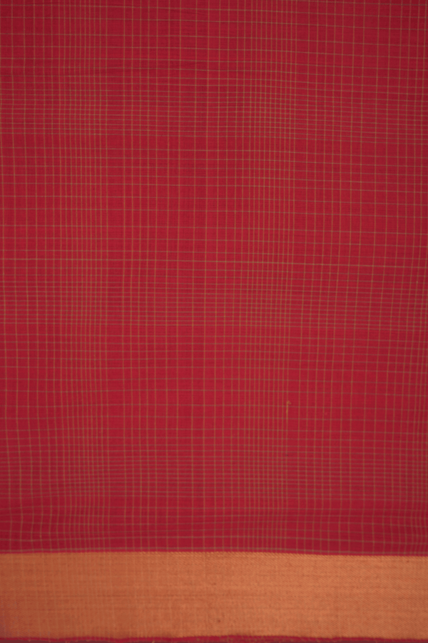 Checked Design Rust Red Mangalagiri Cotton Saree
