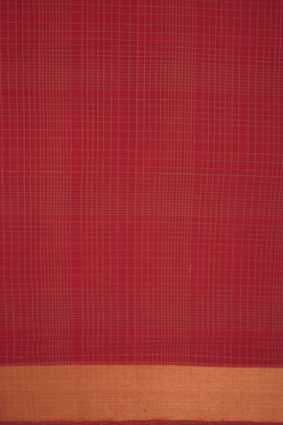 Checked Design Rust Red Mangalagiri Cotton Saree