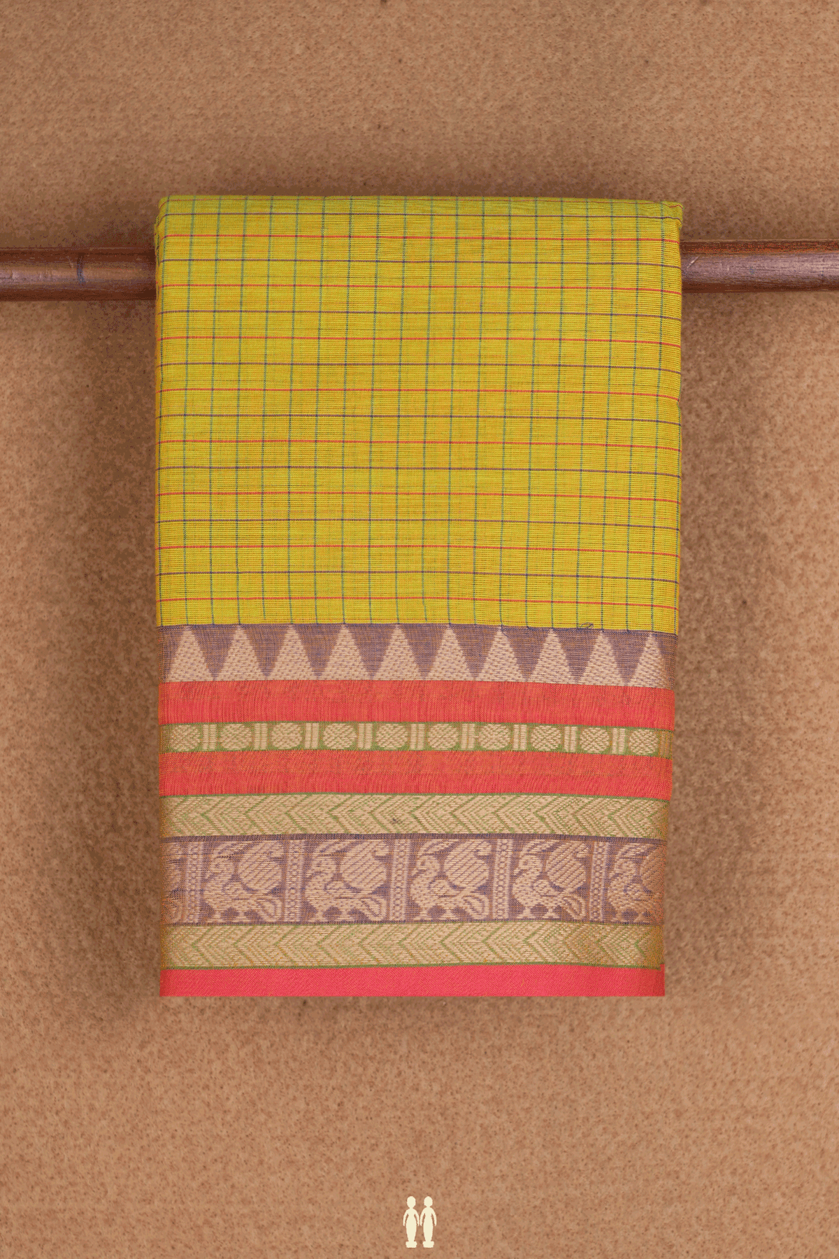 Checked Design Sunflower Yellow Chettinadu Cotton Saree