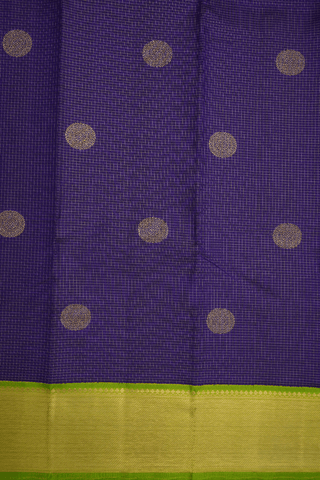 Zari Checked With Buttas Regal Purple Kanchipuram Silk Saree