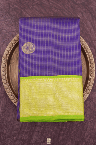 Zari Checked With Buttas Regal Purple Kanchipuram Silk Saree