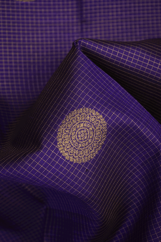 Zari Checked With Buttas Regal Purple Kanchipuram Silk Saree