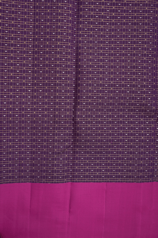 Checked With Buttis Deep Purple Kanchipuram Silk Saree