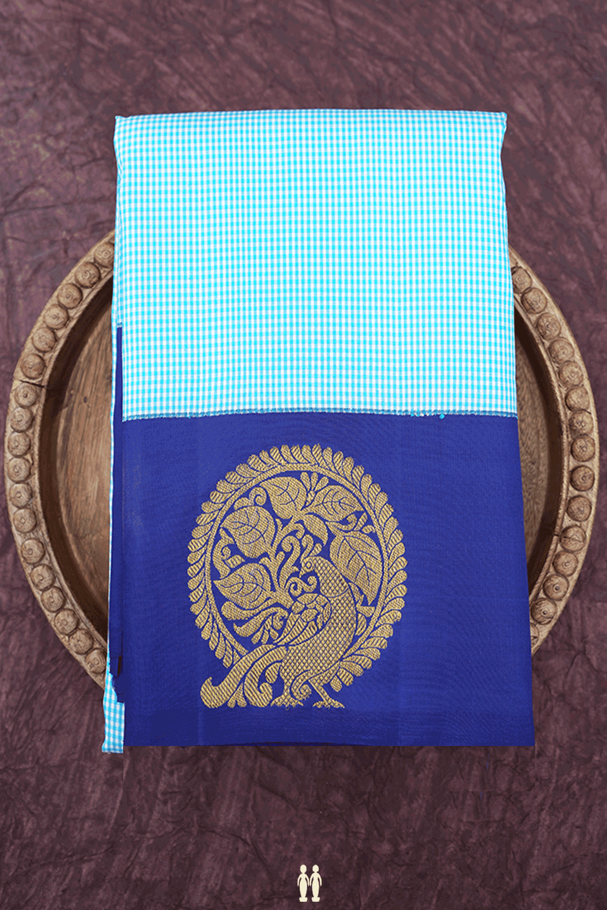 Zari Border Blue And White Kanchipuram Silk Saree