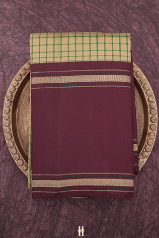 Checks Design Cardamom Green Kanchipuram Silk Saree