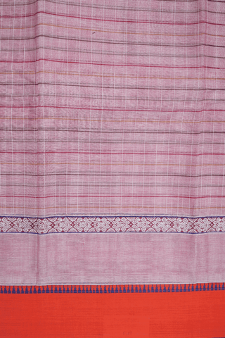 Checks Design Dusty Pink Narayanpet Cotton Saree