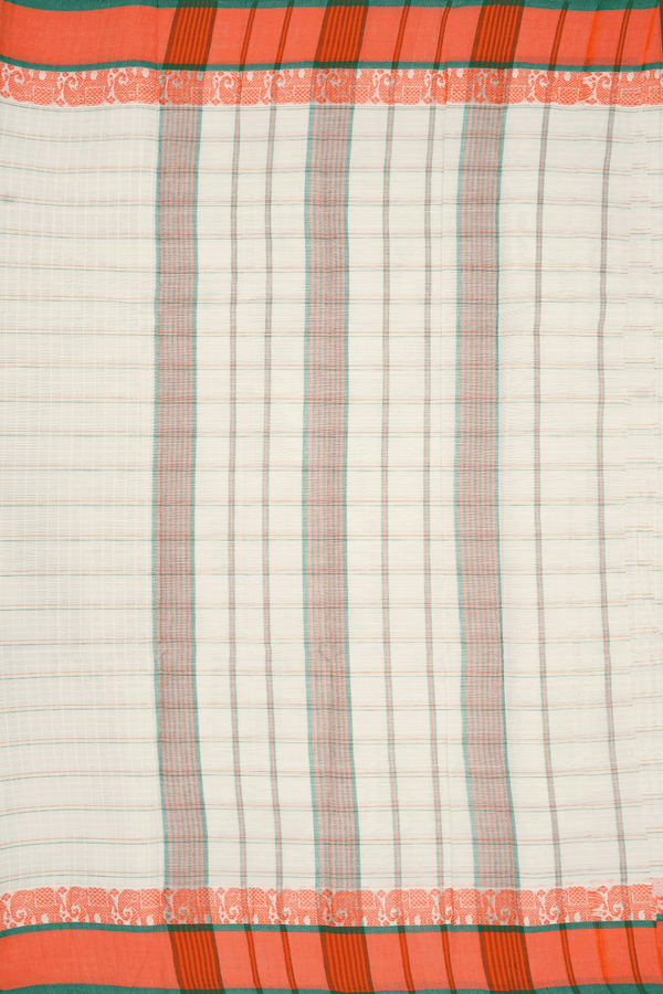 Checks Design Egg White Narayanpet Cotton Saree