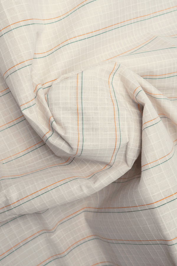 Checks Design Egg White Narayanpet Cotton Saree