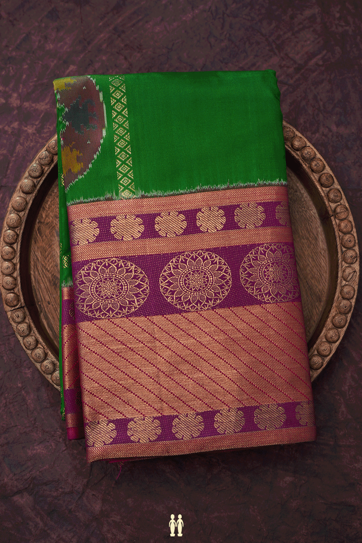 Checks Design Emerald Green Kanchipuram Silk Saree