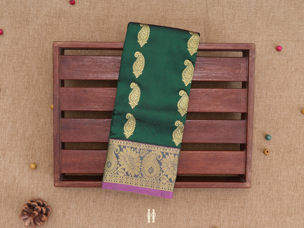 Paisley Design Green Kanchipuram Pavadai Sattai Material