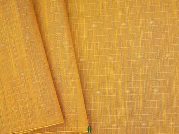 Checks Design Golden Yellow Semi Raw Silk Blouse Material