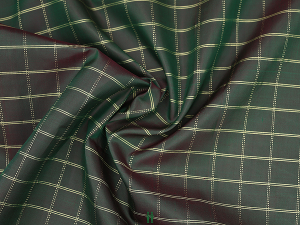 Checks Design Green Kanchipuram Blouse Material