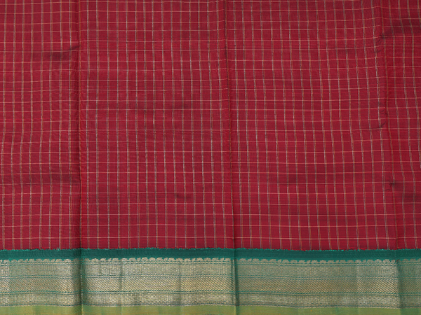Checks Design Maroon Kanchipuram Pavadai Sattai Material