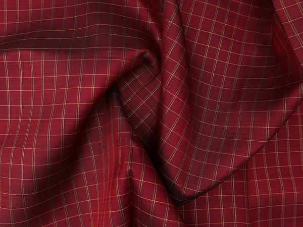 Checks Design Maroon Kanchipuram Pavadai Sattai Material