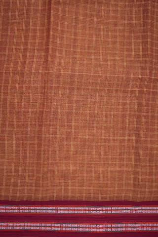 Checks Design Ochre Orange Narayanpet Cotton Saree
