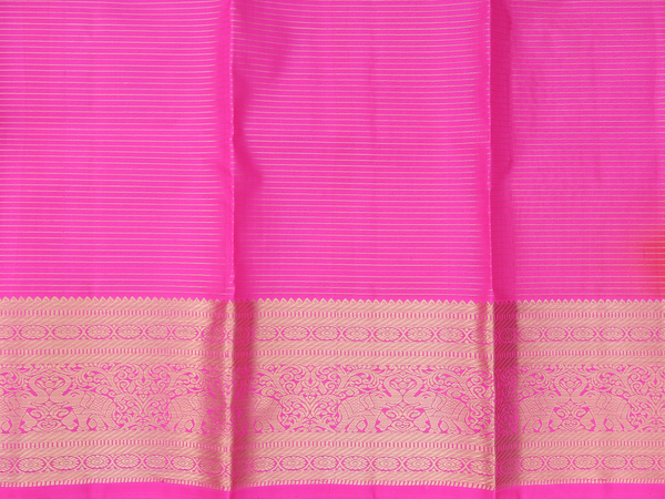 Checks Design Orange Kanchipuram Pavadai Sattai Material