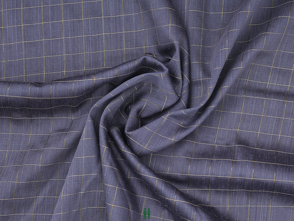 Checks Design Pigeon Blue Raw Silk Blouse Material