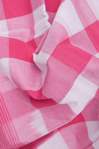 Checks Design Pink And White Kanchi Cotton Saree