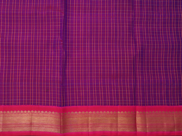 Checks Design Purple Kanchipuram Pavadai Sattai Material