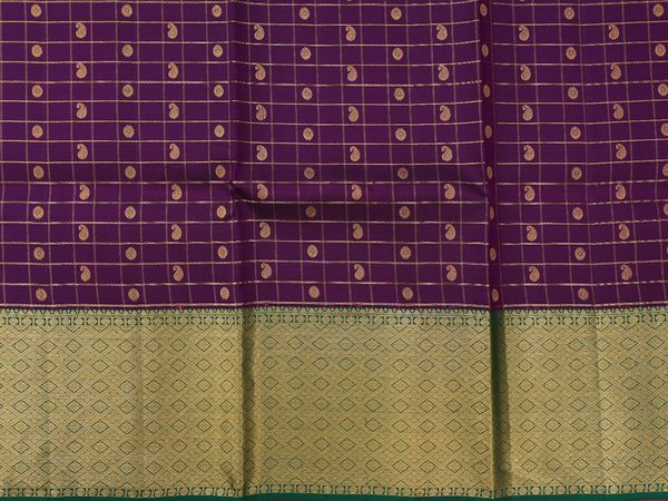 Checks Design Purple Kanchipuram Pavadai Sattai Material