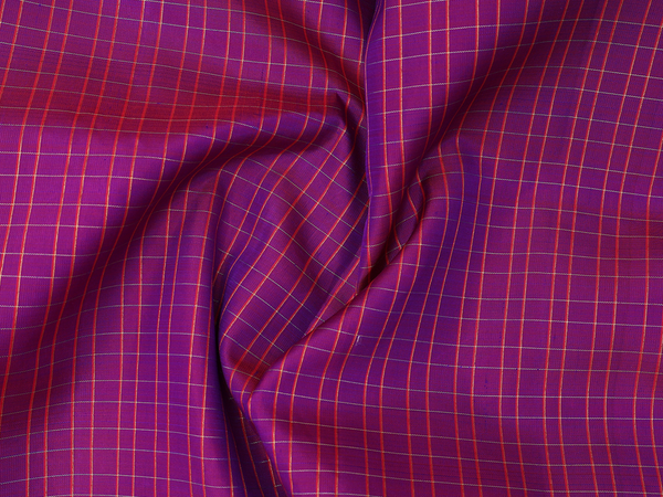 Checks Design Purple Kanchipuram Pavadai Sattai Material