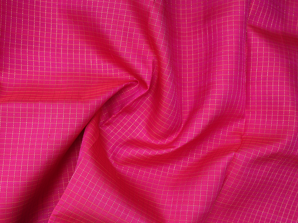 Checks Design Rani Pink Kanchipuram Pavadai Sattai Material